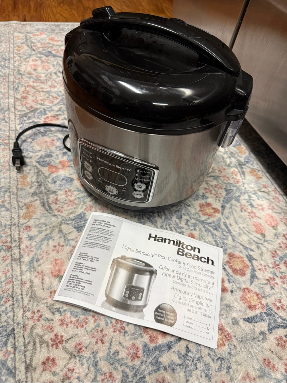 Hamilton Beach Digital Rice Cooker with Steamer Basket Stainless Steel - Picture 8 of 16